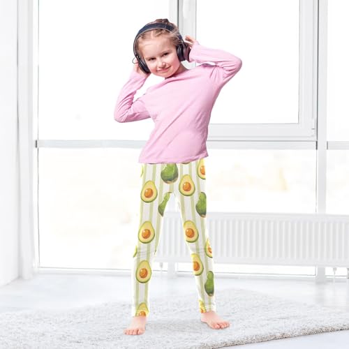 Cartoon Avocado Stripe Girls Leggings Soft Stretch Workout Yoga Dance Pants for Kids Casual Tights4