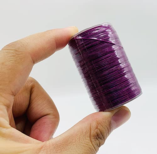 Round Waxed Thread 87D 0.45Mm Leather Sewing Waxed Thread For Leather Diy Bookbinding Shoe Repairing Leather Bag Projects Craft Diy (Purple) #TOP3
