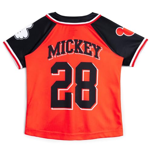 Disney Mickey Mouse Mesh Baseball Jersey Button Down Shirt Toddler to Big Kid Sizes (2T - 14-16)3