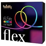 Twinkly Flex 6.5ft, LED Tube Multi Color, RGB LED Strip Flexible, Compatible with Alexa and Google Home, Gaming Lights, 16 M+ Colors, USB C Powered, App Mapping, White Wire