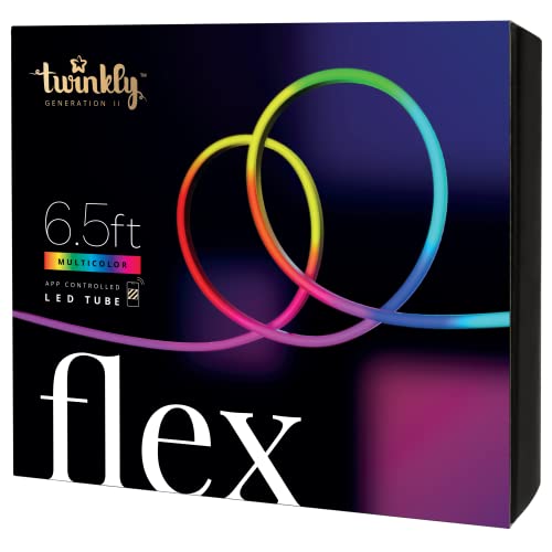 Twinkly Flex 6.5 Foot App Controlled Flexible Shapeable RGB 16 Million Color LED Light Tube, Indoor Smart Home Decoration, White
