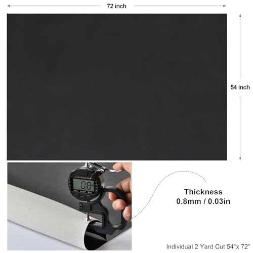2 Yards Marine Vinyl Fabric, Upholstery Faux Leather, Soft Waterproof Synthetic Fabric for Outdoor Boat Automotive, Car Seats, Upholstery Crafts, DIY Sewing, Sofa 54\" x 72\" (Black_TPU Fabric)