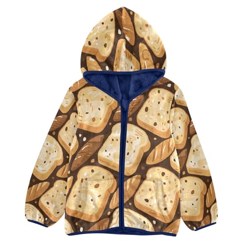Toast with Peanut Butter Spread Toddler Fleece Jacket Girl Boys Hooded Fleece Jacket Coat Warm Outwear Zip-up 3-10T