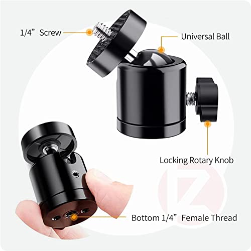Tripod Mini Ball Head Mount with Removable 1/4" Hot Shoe Adapter 360°Swivel Camera Brackets BallHead Stand Support - Image 4