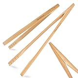 DaviGreen Bamboo Toaster Tongs – 10 Inch, Set of 2 | Wooden Toaster Tongs for Cooking & Toast | Natural Bamboo Kitchen Tongs, Heat-Resistant, Smooth Grip, Handmade Wooden Food Tongs