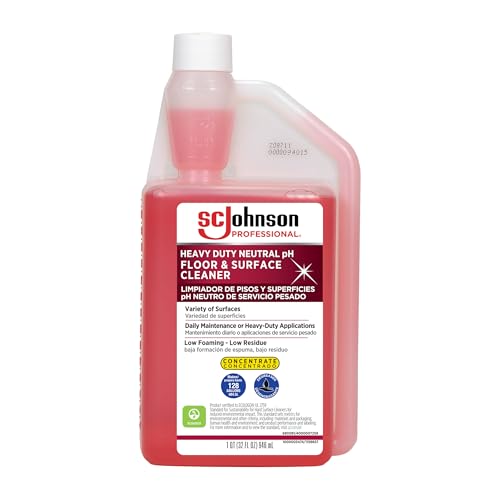 SC Johnson Professional Heavy Duty Neutral pH Floor and Surface Cleaner, Floor Cleaner Concentrate, 32 fl. oz. Bottle, Case of 6, for Professional Use Only