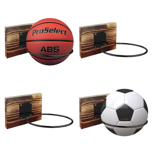 Maibiansm Wall Mount Basketball Holder with Wooden Base