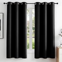 Deconovo Functional Ring Top Curtains Eyelet Blackout Curtains Thermal Insulated Curtians for Kids Bedroom Black 42 x 63 Inch 2 Panels
