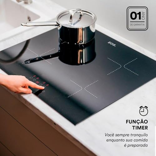 Cooktop de Indução 4 Bocas Eos 7200w Preto Eci04ep2 220v