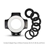 JJC Makro LED lampa pierścieniowa z 60 diodami LED o wysokiej intensywności, dyfuzor lampy błyskowej do obiektywu Canon Sony Nikon Olympus Fuji DSLR, 6 pierścieni dopasowania obiektywu - od 49 mm do