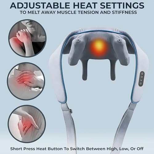 Image of Robustt Neck and Back Massager with Heating Mode, Massager for Body Aches and Pains Relief, Electric Wearable 6D Cervical Neck Massage Machine for Deep Tissue Neck, Back, Waist and Legs - Grey