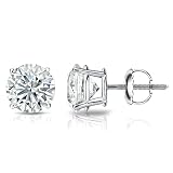 Diamond Wish 2/5 Carat Diamond Round Stud Earrings in 14k White Gold (I1-I2, cttw) 4-Prong Basket Screw Back