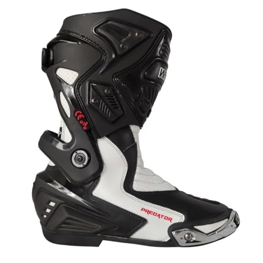 WinNet Stivali stivaletti sportivi racing omologati CE calzature di pelle per moto con protezioni da turismo o pista (Bianco, Sistema Taglie Calzature EU, Adulto, Numero, Media, 43)