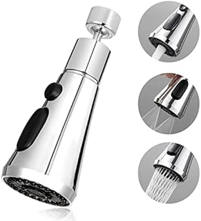 TOKIISHE Kitchen Tap Spray Head, 360° Swivel Spout, Kitchen Sink Tap Spray Attachment Head with 3 Modes for 22mm Faucet, Tap Adapter Accessories, G1/2