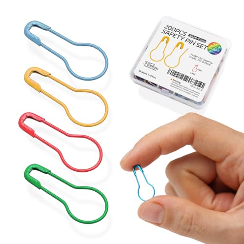 Flickzo Stitch Markers 200pcs Crochet Markers 0.85 Metal Bulb Safety Pins 25+ Colorful Gourd Pins Knitting Stitch Markers for Crocheting Crochet Accessories for Fabric & Paper