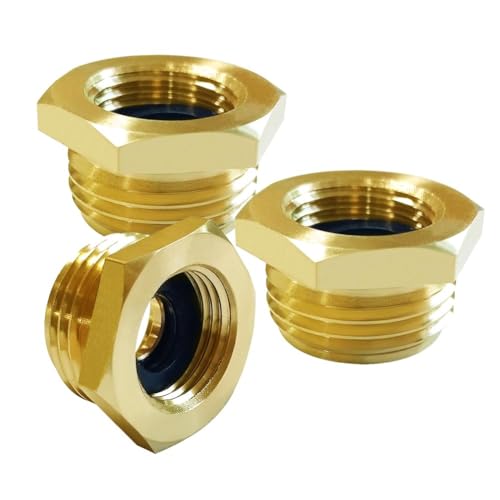 Joywayus 3Pcs Brass Shower Hose Adapter 1/2"G Female x 3/4"GHT Male Bushing