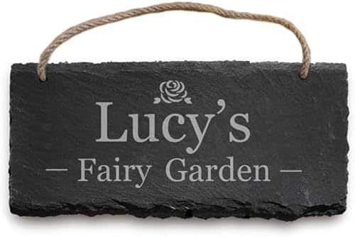 Garden Sign Engraved Slate Gardens Signs and Plaques Custom House Signs Shed Personalised Outdoor Decoration Personalised Sign for Outside Christmas (Garden)