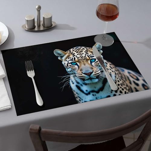 Sets de table de Pâques motif léopard aux yeux bleus au design original