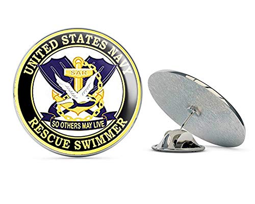NYC Jewelers Round Navy Rescue Swimmer So Others May Live (Naval air Logo) Metal 0.75" Lapel Hat Pin Tie Tack Pinback