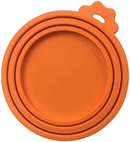 Pet Food Can Covers Fits 3 Sizes Pet Food Can [ Dishwasher Safe, BPA Free ] Universal Silicone Dog Cat Food Can Lids (Orange)