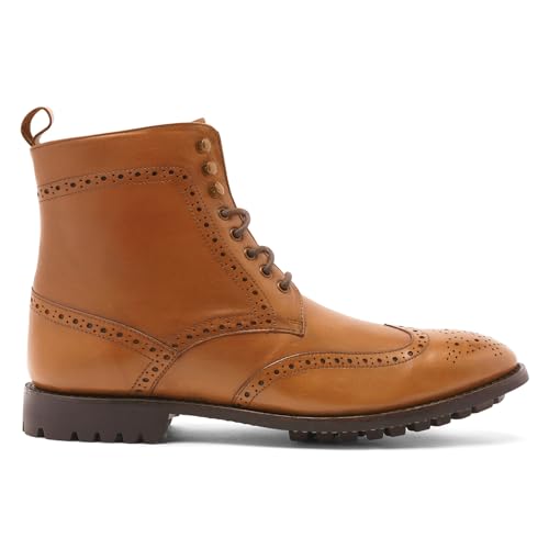 Anthony Veer Grant Wingtip Dress Boots for Men | Lace-Up | Brogue Design | Goodyear Welt Construction | Commando Rubber Outsole & Ortholite® Cushioned Footbed | Full Grain Calfskin Leather2