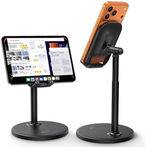 Lamicall Handy Ständer Tisch, Höhenverstellbare Handyhalterung Handyständer | [Flexibel Verstellbar] Handy Halterung Schreibtisch für Büro, Handyhalter für iPhone 18 17 16 15 Duo S