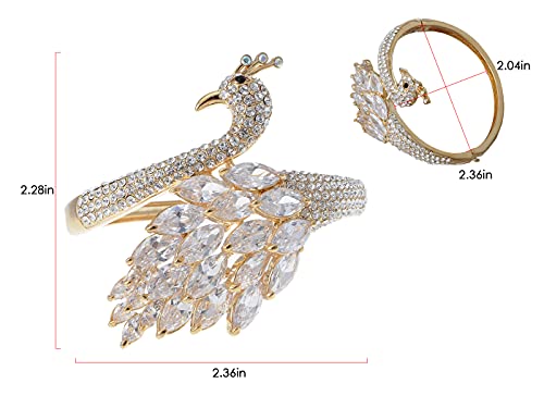 Alilang Womens Swarovski Crystal And Gold Plated Peacock Bangle Bracelet #TOP4