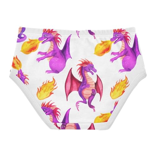 Cute Purple Dragons White Panties for Girl Girls Underwear Toddler Cotton Artistic Briefs Underpants 2t2