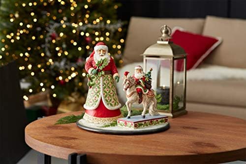 Enesco Jim Shore Heartwood Creek Santa Riding Horse Seasonal Steed Figurine, 9-Inch Height, Red and White