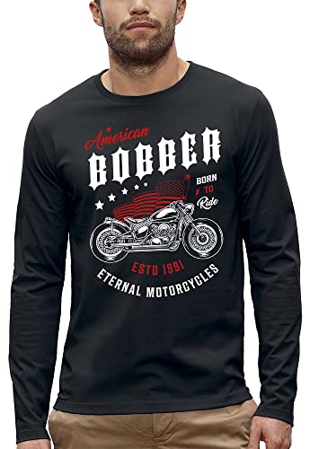 T-Shirt Manches Longues Chooper pour Rouler en Liberté Style Biker Homme