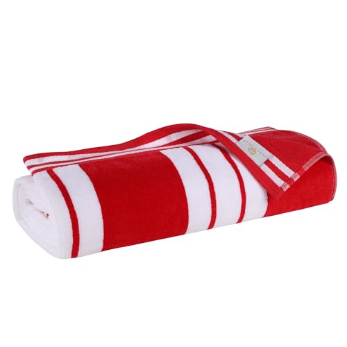 Superior Cotton Cabana Striped Beach Towels, Colorful Towels for Adult, Kid, Pool, Swimming, Sand, Travel, Large Oversized, Absorbent, Fast Drying, Bath Basics, Cabana Collection, 1 Piece, Red by SUPERIOR - Image 9