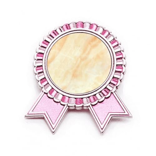 Broche en marbre CeracTile Twill motif médaille de vainqueur rose et métal