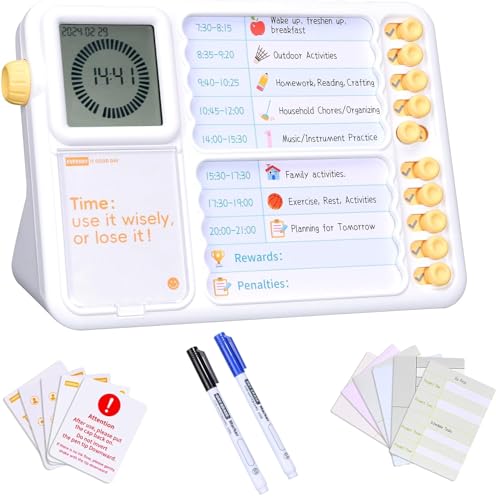 Visual Timer for Kids w/Customizable to-do List Planner Board, ADHD Autism Tools