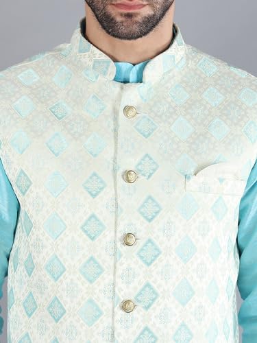 Image of Uri and MacKenzie Men's Silk Blend Kurta Pajama with Designer Ethnic Nehru Jacket /Modi Jacket