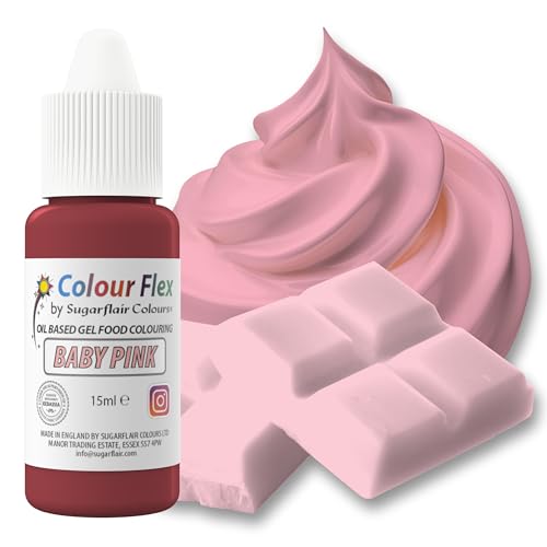 Sugarflair Colourflex Baby Pink, Colorante Alimentario a Base de Aceite, Colorante para Crema de Mantequilla, Ganache, Chocolate, Pasta de Modelar, Pasta de Azúcar y Crema - 15 ml