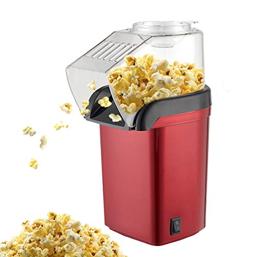 TOPCHANCES 1200W Popcorn Maker Machine, New Retro Electric Healthy Fat Free Electric Popcorn Maker Machine with Measuring Cup Popcorn for Cinema Home Theatre Parties and More (Red)
