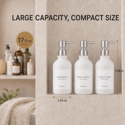 Shampoo and Conditioner Dispenser for Shower,3 * 500ml/16.9oz,White by modunful - Used condition - Image 3