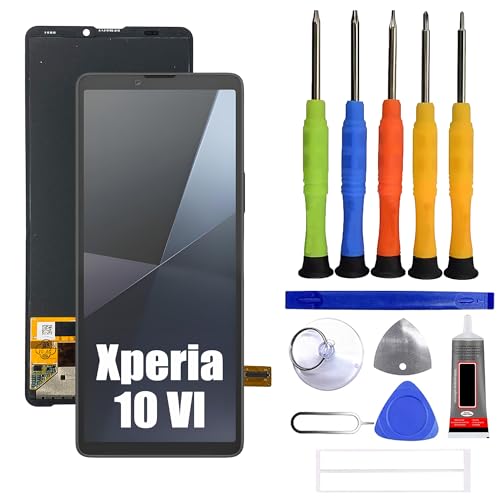 VUXYIT Compatible avec Sony Xperia 10 VI XQ-ES54, XQ-ES72, XQ-ES72/L2TWCX0,XQ-ES72/W2TWCX0 Remplacement pour écran tactile, numériseur et écran LCD [avec empreintes digitales] avec kit de réparation