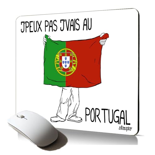 Tapis de Souris Souple j'peux Pas j'vais au Portugal Drapeau Portugais Imprimé pour pc Fixe Football Cadeau Mouse Pad