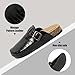 Pelbiuqik Clogs for Women Leather Mens Clogs Comfort Soft Cork Footbed Mules Slip On Closed Toe Potato Shoes with Arch Support and Adjustable Buckle