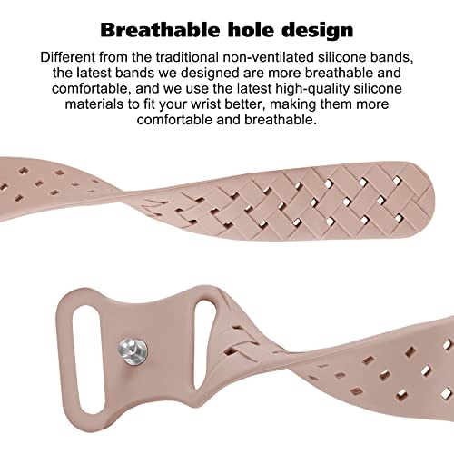 Image of Silicone Braided Weave Bands Compatible with Apple Watch 38mm 40mm 41mm 42mm 44mm 46mm 45mm 49mm, Replacement Sport Breathable Strap for iWatch Series 11 /10 /9 /8 /7 /6 /5 /4 /3 /2 /1 Ultra SE Women Men, Milk Tea