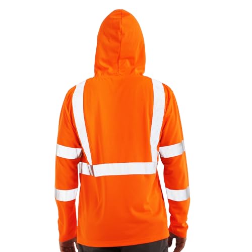 FATONE Hi Vis Shirts Long Sleeve for Work, Class 3 High Visibility Shirts for Men with Hood Reflective, Safety Shirt for Construction 3 PCS, Orange L by FATONE - Image 2
