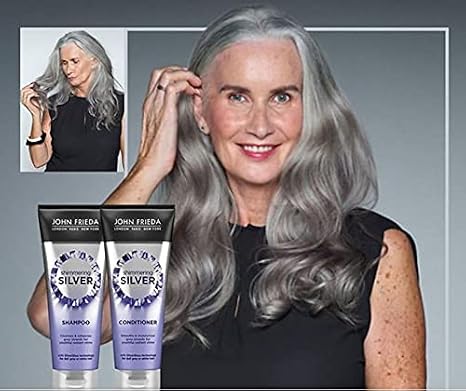 Shimmering Silver Shampoo (250ml) and Shimmering Silver Conditioner (250ml) by John Frieda for Dull Grey Hair