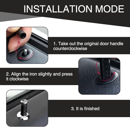 Sephile 4 PCS Car Carbon Fiber Door Lock Knob, 1.45\" x 0.39\" Personalized American Flag Decorative Door Lock Pull Pin Cover, Alloy Rust-Proof Inner Door Knob Accessories, Universal for Cars (Black)