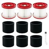 3 Pack 49-90-1900 Filter + 6 Foam Sleeves + Brush, for Milwaukee M18