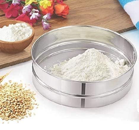 Image of 4-in-1 Interchangeable Atta Chalni with Measuring Atta Scoop | Multipurpose Stainless Steel Flour Sieve with 4 Mesh Sizes | Kitchen Strainer & Flour Filter (1)