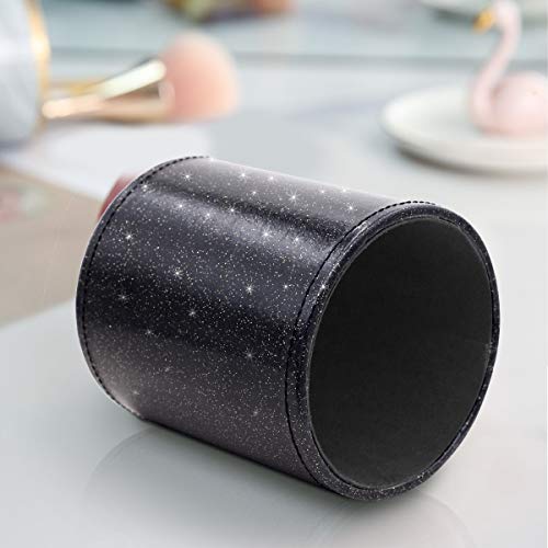 Image of Pen Holder for Desk,Stand for Office Luxury Glitter Pencil Cup for Women Men Leather Organizer for Adult Teen, Black