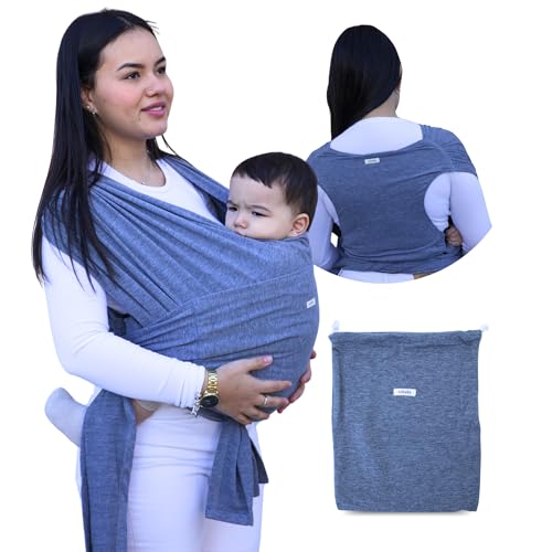 Fular Portabebé Elástico Unisex con Anillas - Porta Bebé Recién Nacido | Fácil de Usar y Seguro | Porteo Bebé Ergonómico y Transpirable - Hasta 20 kg | Bolsa de Transporte y Caja de Regalo Incluidas