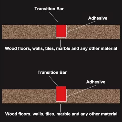 Floor Transition Strip Brushed Brass - Solid Metal Threshold Edge Strip for Doorway, Gap Bar for Tile/Wood, Rectangle Seam Ramp for Hardwood (5x5mm)