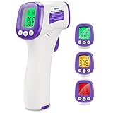 【INTELLIGENTER FIEBERALARM & SPEICHERFUNKTION】 Das berührungslose Stirnthermometer verfügt über einen großen LCD-Bildschirm mit 3 verschiedenen Hintergrundbeleuchtungsanzeigen. Bei normaler Körpertemperatur wäre Grün; Orange, um Sie auf das Fieber aufmerksam zu machen; Rot soll Sie vor hohen Temperaturen warnen. Außerdem kann das Fieberthermometer bis zu 10 Messwerte speichern, um Ihr Familienmitglied zu überwachen, und es kann auch die verschiedenen Messwerte für Krankenakten aufspüren.